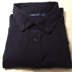 Black Náutica Button Down Men’s Polo Shirt  Short Sleeve- Size  XXL -Pre-owned